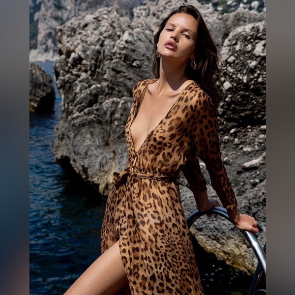 Rat & Boa Leopard Silk Maxi Dress sz S - Picture 4 of 15